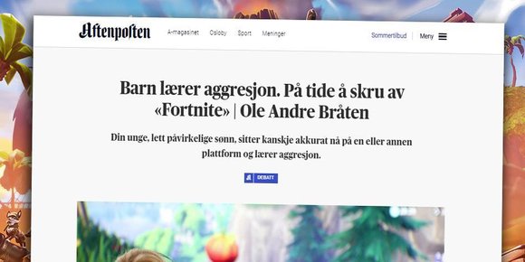 Kommentar hos Aftenposten om «Fortnite» er ikke mer enn et spekulativt pr-stunt.